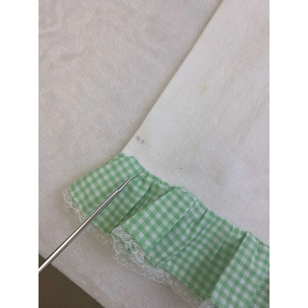 2‎ Embroidered Ruffled Pillowcases Southern Belle Sunbonnet Sue Applique Green